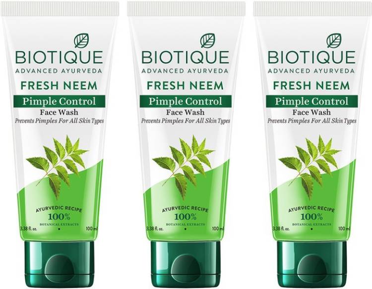 BIOTIQUE Fresh Neem Pimple Control  (Pack of 3 X 100ml) Face Wash Price in India