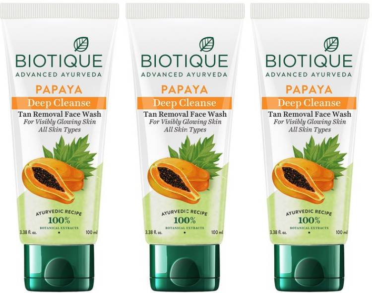 BIOTIQUE Papaya Deep Cleanse  (Pack of 3 X 100ml) Face Wash Price in India