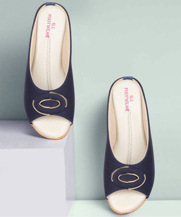 Women Blue, Navy Flats Sandal Price in India