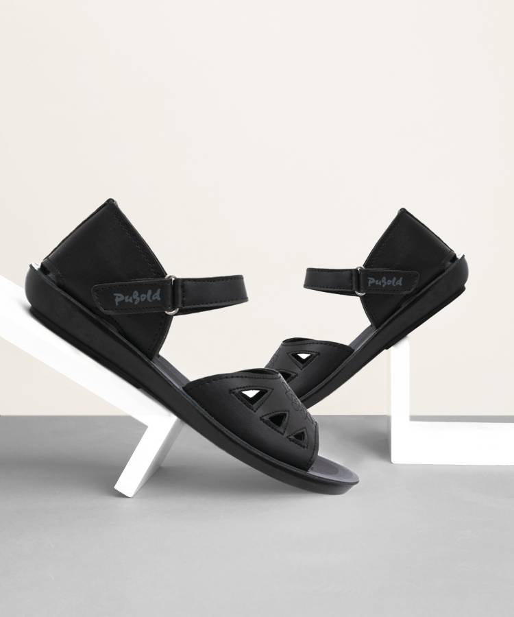 Women Black, Black Flats Sandal Price in India