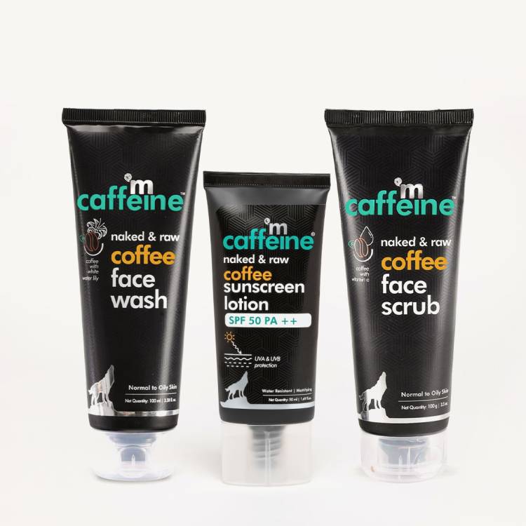 mCaffeine Pollution & Sun Protection SPF 50++ Coffee Kit with Face Wash, Scrub & Sunscreen Price in India
