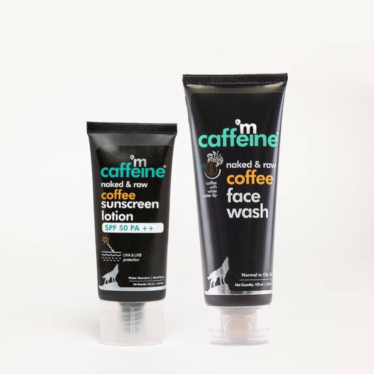 mCaffeine Daily Coffee Sun Protection SPF 50++ Duo with Face Wash & Sunscreen Cream Lotion Price in India