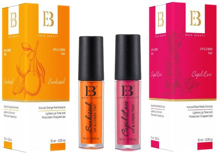 ESCH BEAUTY Lip & Cheek Tint BFF COMBO - Sunkissed & Cupid Love |Vegan | Natural extracts Lip Stain Price in India
