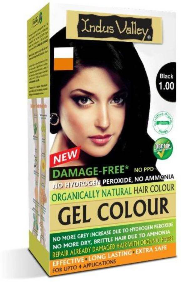 Indus Valley Organically Natural Hair Color Damage Free, No Ammonia Gel Hair Color Black 1.00 , black 1.00 Price in India