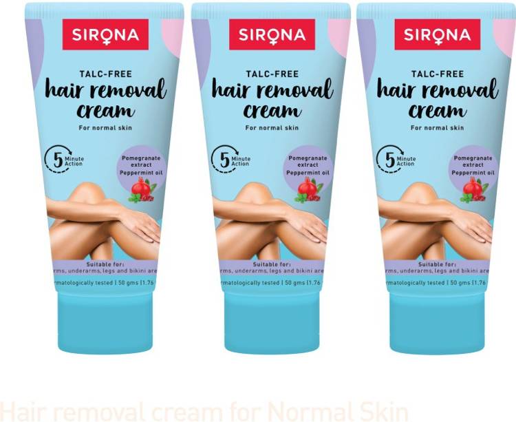 SIRONA Hair Removal Cream - 50 gms (Pack of 3) for Arms, Legs, Bikini Line & Underarm with No TALC & No Chemical Actives Cream Price in India, Full Specifications & Offers SIRONA Hair Removal Cream - 50 gms (Pack of 3) for Arms, Legs, Bikini Line & Underarm with No TALC & No Chemical Actives Cream Price in India, Full Specifications & Offers