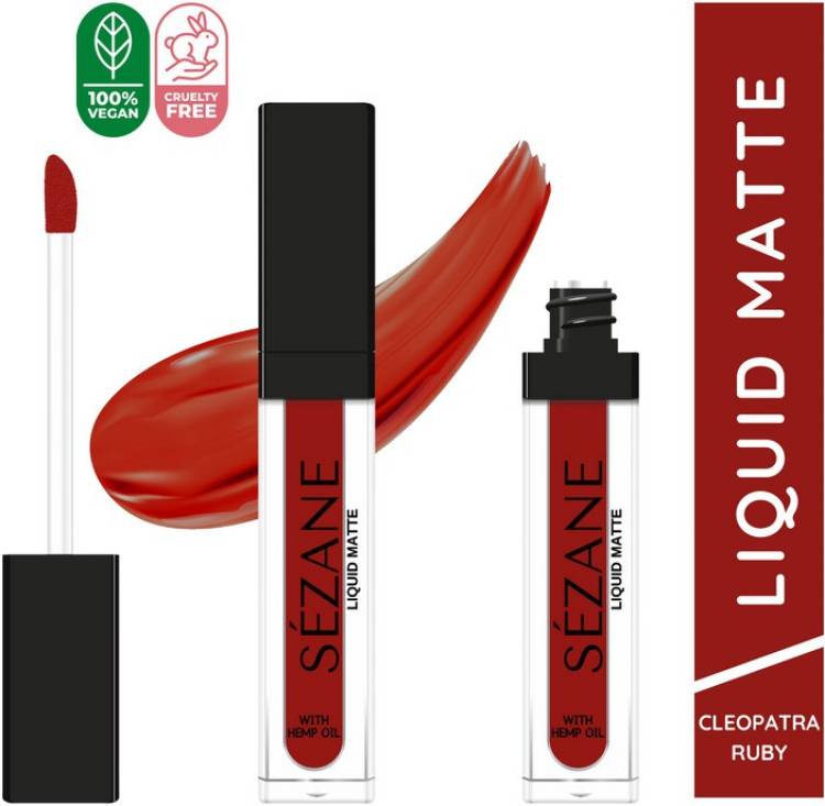 Sezane Liquid Matte Lipstick Waterproof 12 Hour Lasting-Cleopatra Ruby-(LLP02-5ml) Price in India