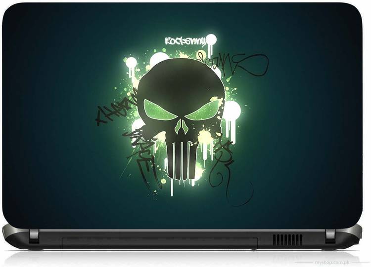 VI Collections NEON SKULL GRAFFITI PRINTED VINYL Laptop Decal 15.6