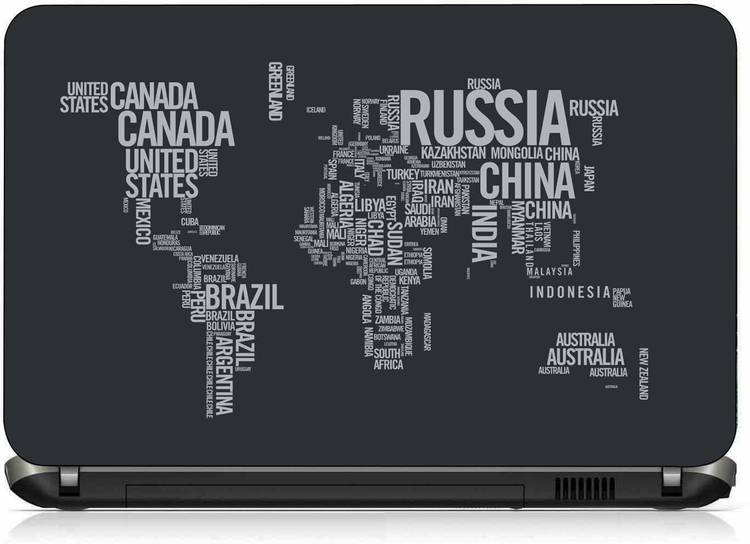 VI Collections WORLD MAP PVC (Polyvinyl Chloride) Laptop Decal 15.6