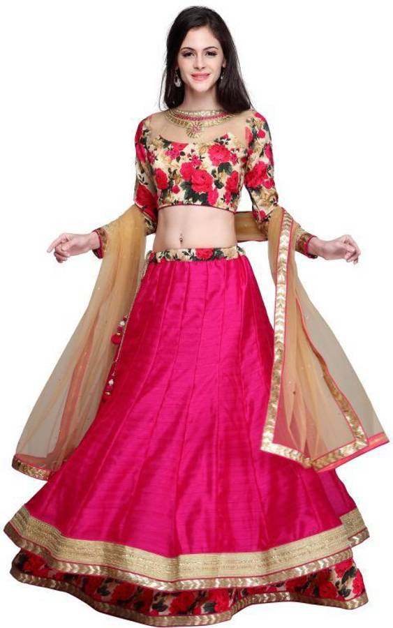 Printed, Polka Print, Floral Print Semi Stitched Lehenga Choli