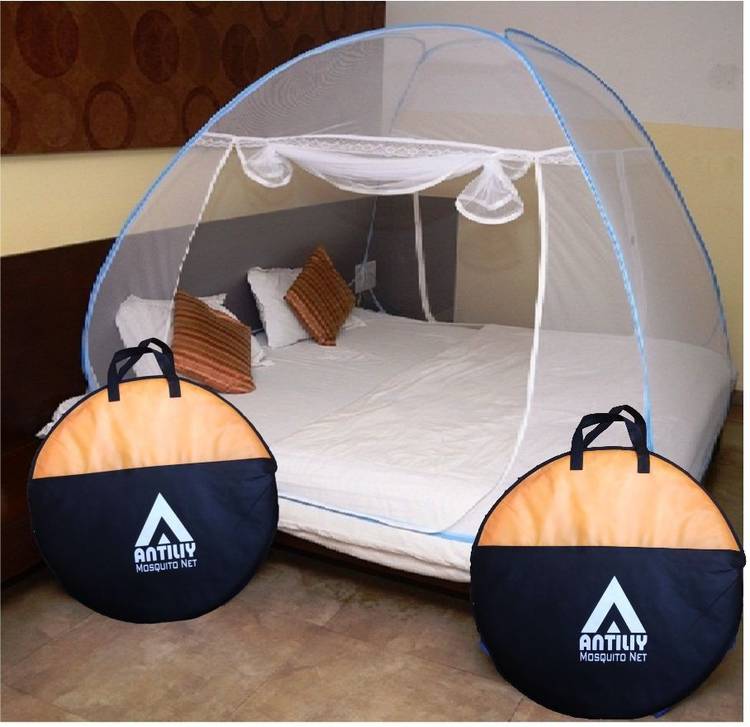 Antiliy Polyester Adults Double Bed Blue Mosquito Net