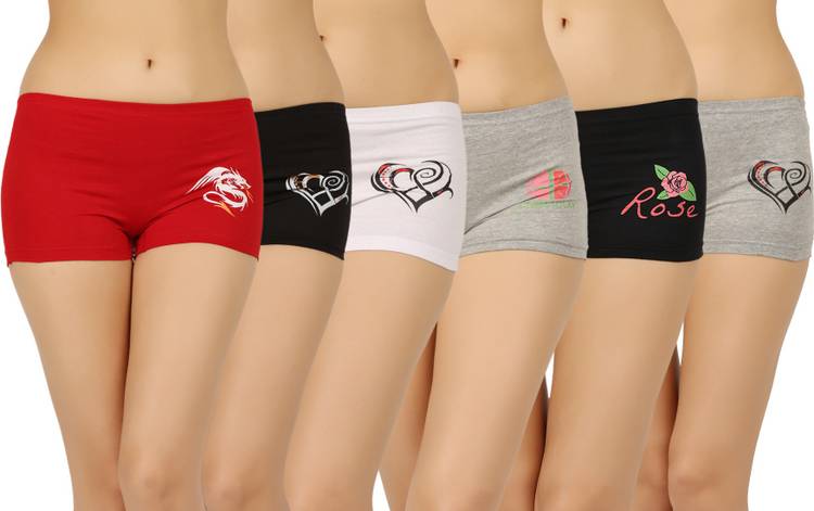 Women Boy Short Red, White, Black, Grey Panty