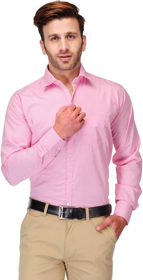 Men Regular Fit Striped Regular Collar Formal Shirt