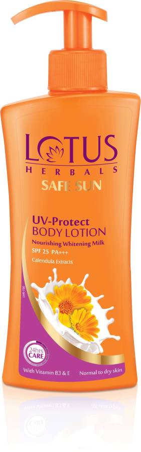 LOTUS HERBALS SAFE SUN UV-Protect BODY LOTION Nourishing Whitening Milk - SPF 25 PA+++ Price in India