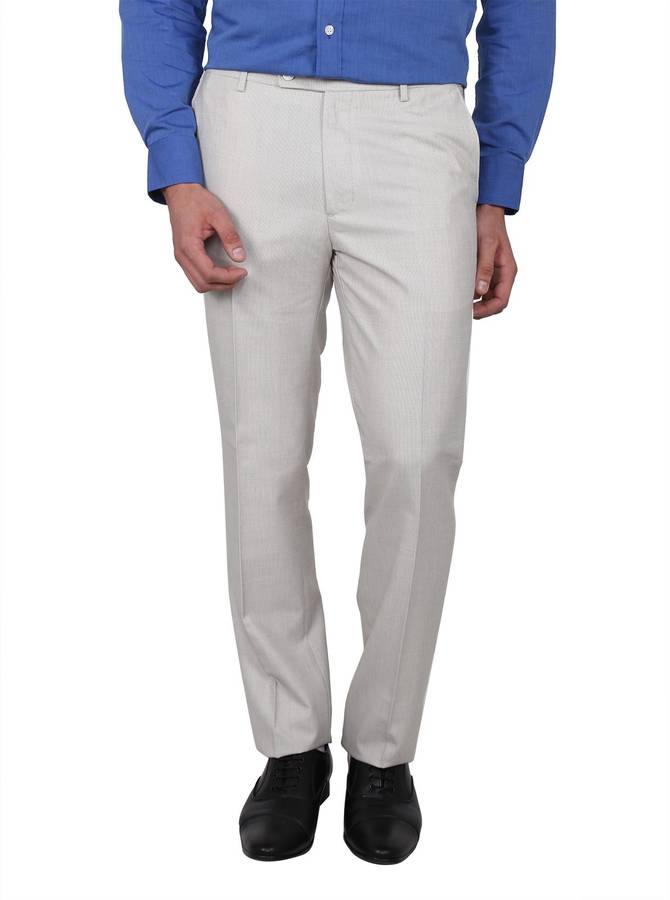 Regular Fit Men Beige Polycotton Trousers
