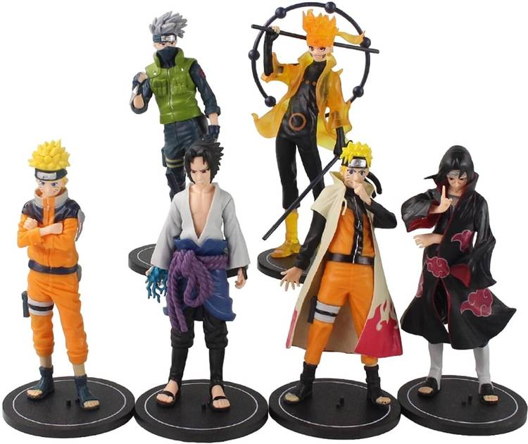 RVM Toys Set of 6 Naruto Sasuke Itachi Minato Kakashi Anime Figures 18 cm Study Desk Toy