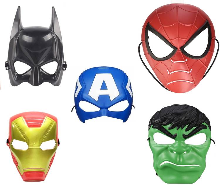 FLICK IN Avengers Face Mask for 3-8 Years Kids Eye Mask Iron Man Spiderman Hulk Batman