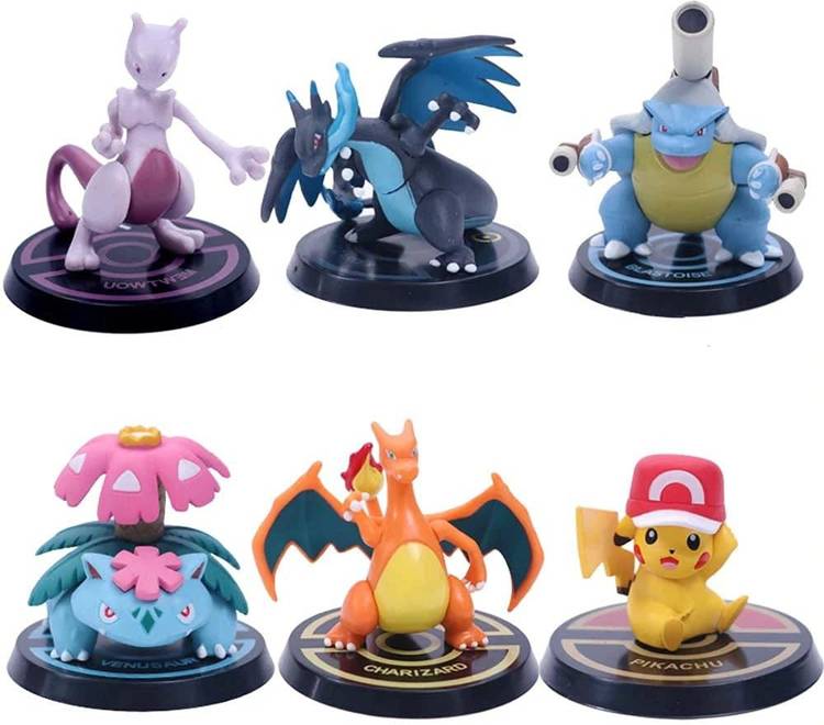 RVM Toys Set of 6 Pcs Pokemon Action Figure Miniature Doll for Car Dashboard Table Cake