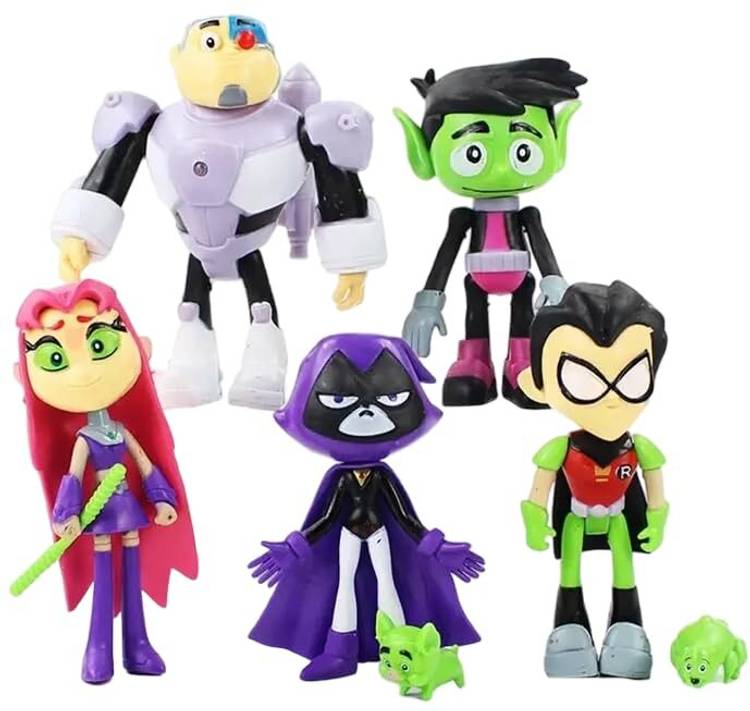 RVM Toys Teen Titans Go Action Figure Set of 7 Size 11 to 13 cm Anime Toy Office Table