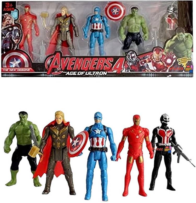 HappyBive Avengers Toys For Kids|Set of 5 Twist & Move Super Hero Action Figure Play Set07