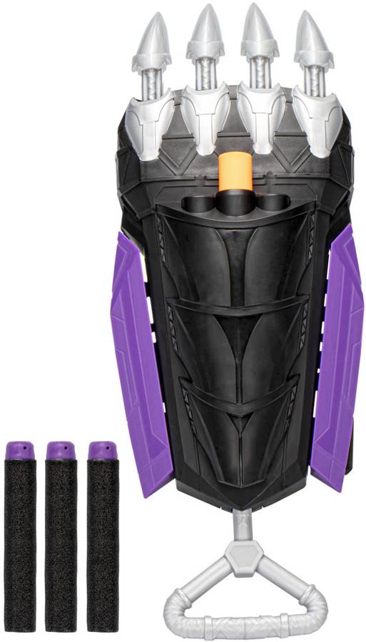 MARVEL Mech Strike Mechasaurs Black Panther Claw Nerf Blaster with 3 Darts - Ages 5+