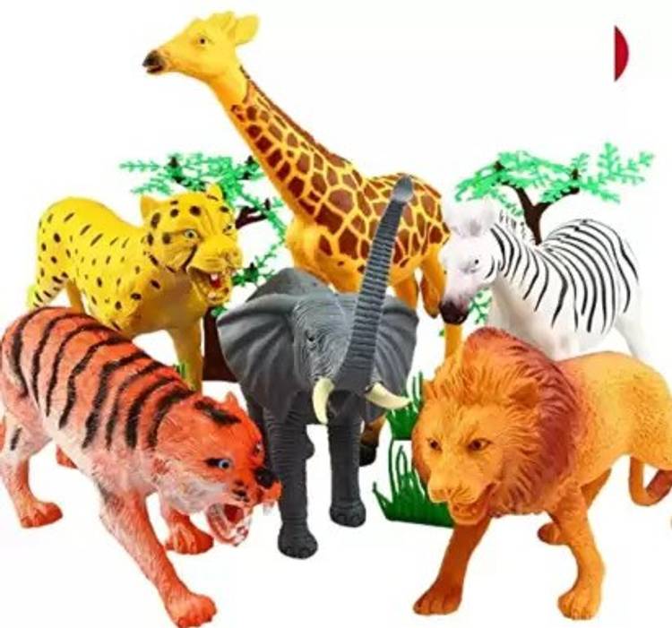 manish Cartoon Animal World Plastic Animals Figures Toy Set for Kids (Multicolor)