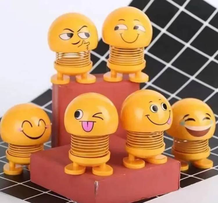 SANNO WORLD Funny Face Springs Decoration for Car Interior Dashboard - Pack of 6, Plastic