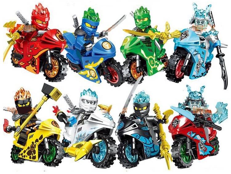 Delite Super Hero NINJAGO Bikes 8 Building Blocks Tiny Toy Figures Cartoon Avengers