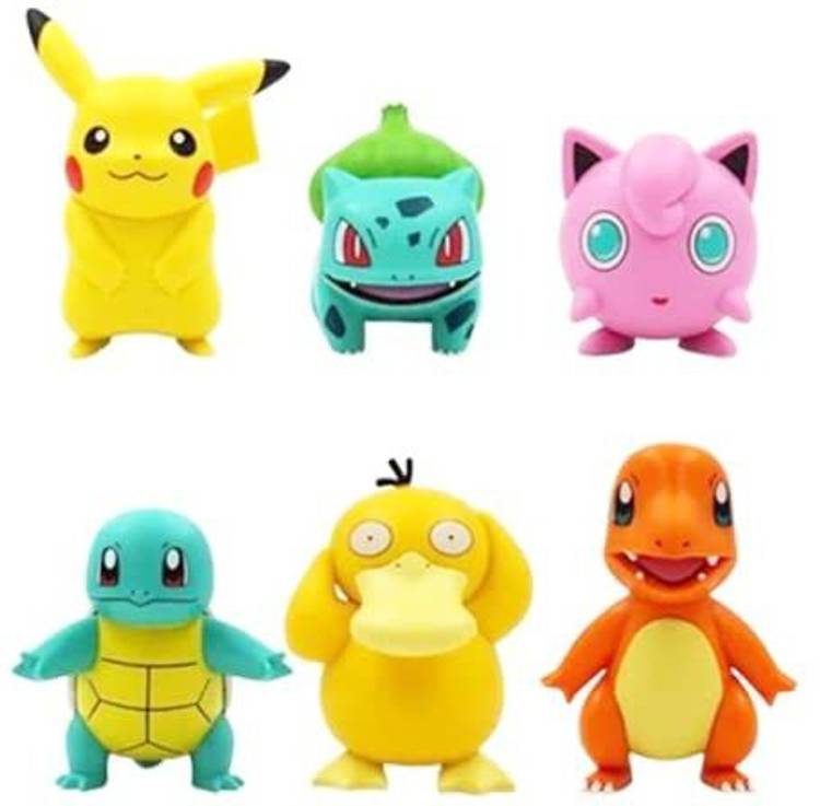 RVM Toys Set of 6 Pcs 6-7 cm Pokemon Action Figure Miniature Doll for Car Dashboard,Cake,