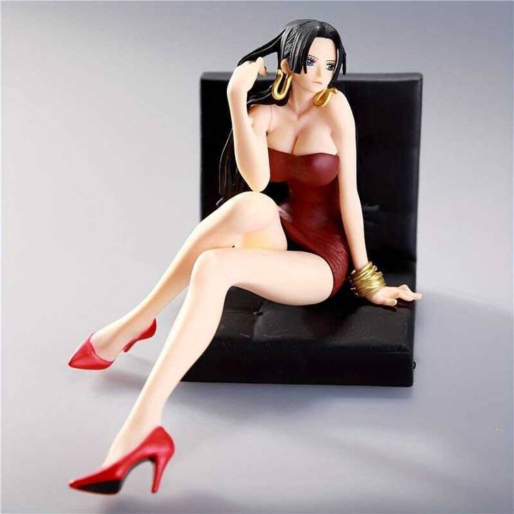 Raregets One Piece Boa Hancock PVC Figure (11cm), Beauty Anime Model,Sitting on Blk Sofa
