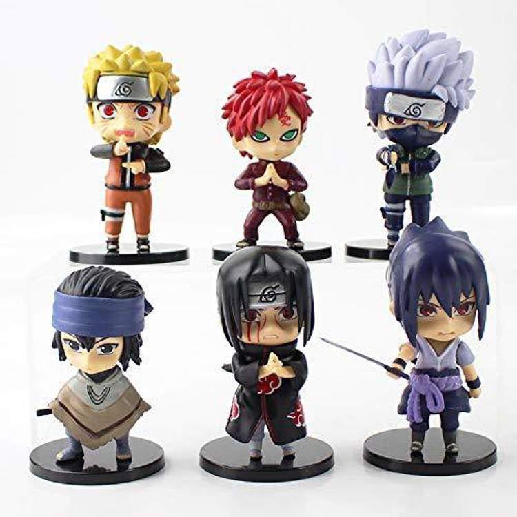 RVM Toys Set of 6 Naruto Sasuke Itachi Kakashi Anime Figures 10 cm for Car Dashboard Toy