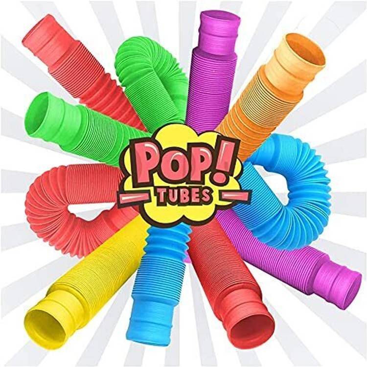 Valuedeal Pack of 6 Pop it Fidget Pipe Tube Toy Multicolor