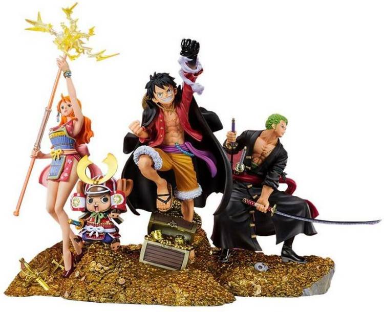 RVM Toys Anime One Piece Luffy Zoro Nami Set of 4 Collectible for Office Desk Study Table