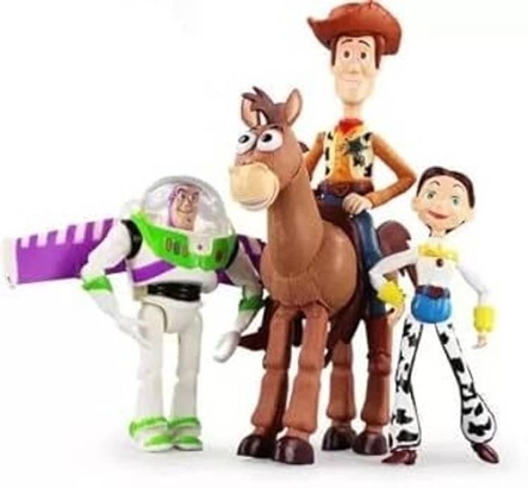 Pinaka Toy Story Woody Buzz Lightyear Action Figure Collectible Toy - Set of 4