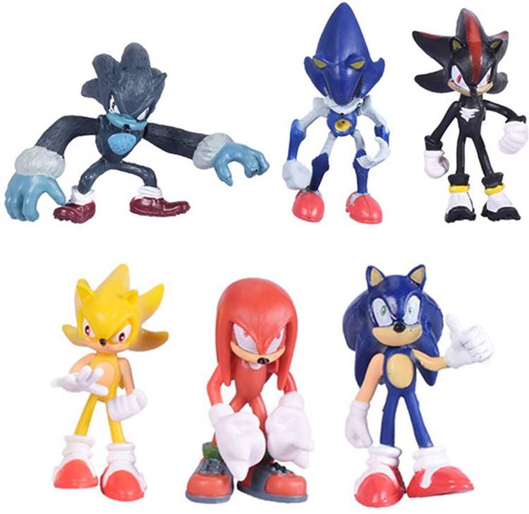 FOZZO-SK New Sonic the Hedgehog Mini Figures Cartoon Kids 5 cm size Cake toppers 6 Pcs