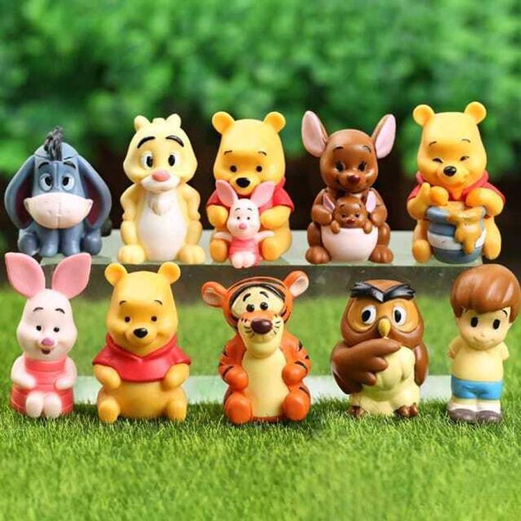 Raregets Cute Winnie The Pooh Characters, 10 pcs Figure Set, Cartoon Toys for kids-5.5cm