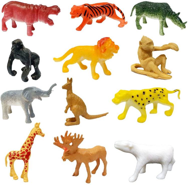 manish Mini Jungle Animal Toys Figure Playing Set for Kids (Pack of 12)