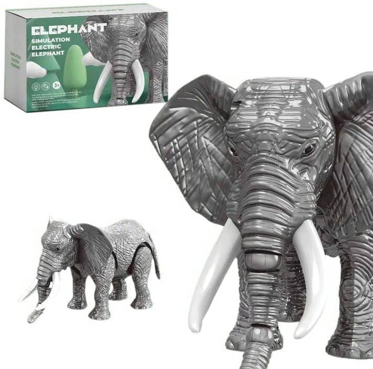 Bluebell Big Elephant Toy with Battery-Operated Walking, Light-Up Effects