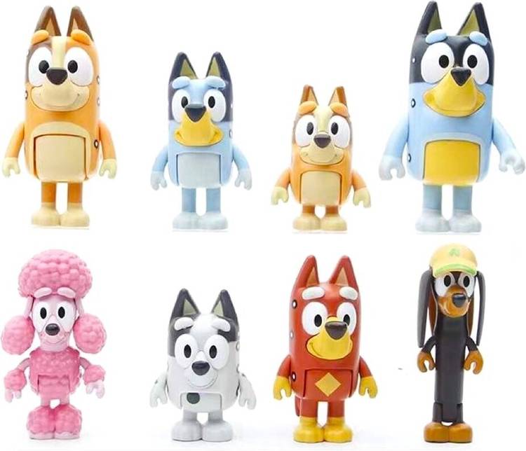 Delite New BLUEY 8 Pup Dogs Family Tiny Toys Action Figures 5 cm Cartoon Models