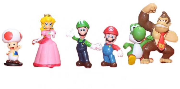 FOZZO-SK New Super Mario Bros Friends Mini Toy Cartoon Models 6 Pcs. Figures