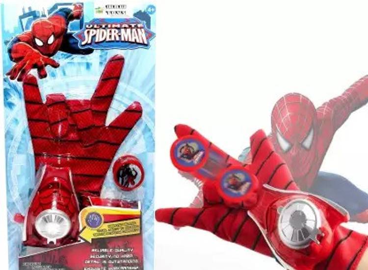 White Devil Spiderman hand Gloves with Disc Launcher web shooter spiderman toy for kids
