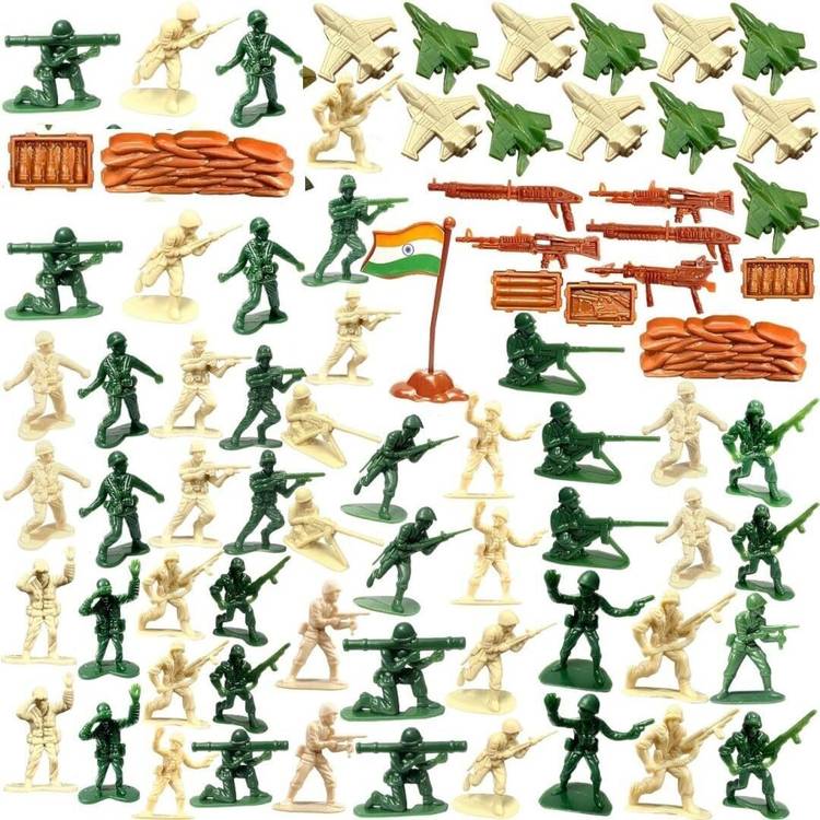 Mallexo 80PCs Army Toys Soldiers Set for Kids Mini Military Base Army Set For 3 + Year