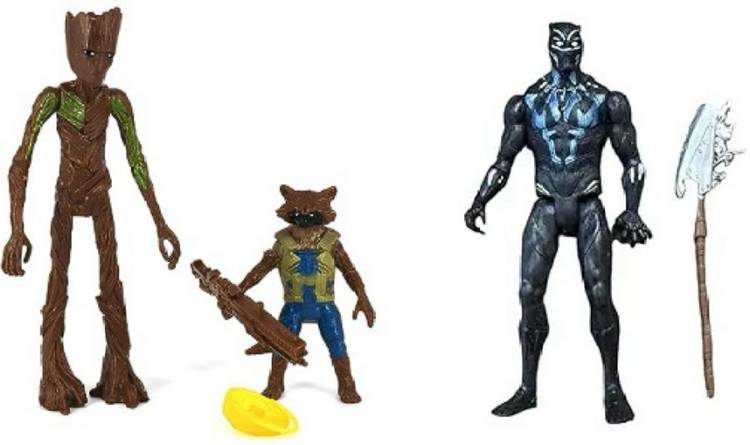 Jayaansh Traders Groot ,Rocket & Black Phanther Action Figures For Kids..