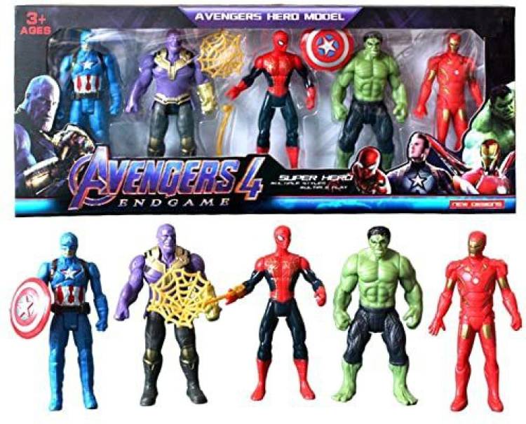 Nexteesh Avenger Super Hero Action Figure Toy Set (Set of 5 Superheroes)