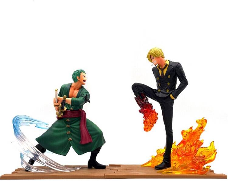 RVM Toys One Piece Anime Roronoa Zoro Vs Sanji Action Figure 18cm Desk Car Decoration Toy