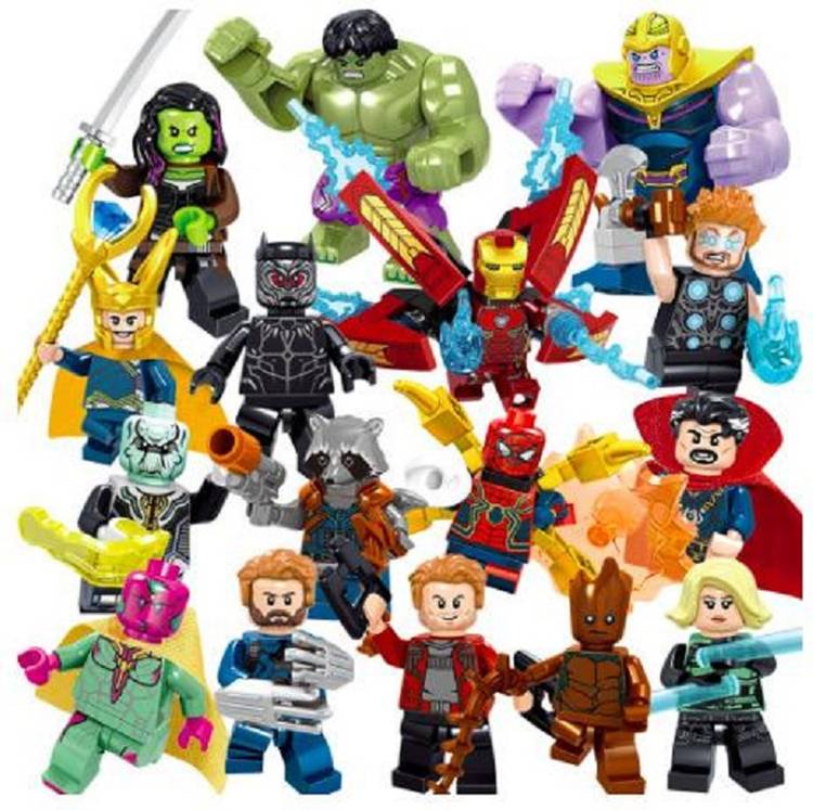 FOZZO-SK 16 in 1 AVENGERS Building Blocks Legoing Tiny Toys Action Figures Movie Puzzle