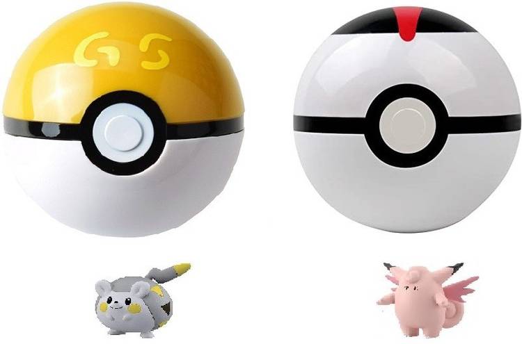 FOZZO-SK Anime Pokemon 2 Poke Balls Multi colors with Tiny Figure inside kids cartoons