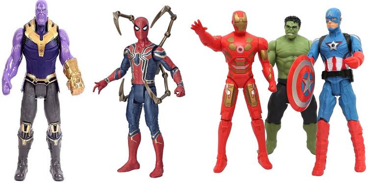 HappyBive Avengers Toys For Kids|Set of 5 Twist & Move Super Hero Action Figure Play Set01