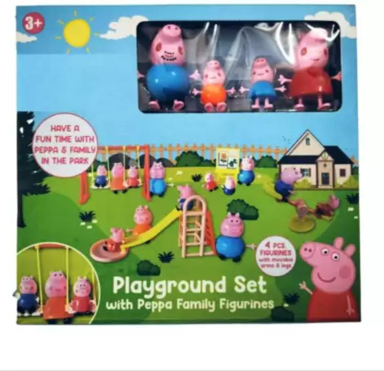 Pepstter Peppa Family Playground Set Park Set Pig Family Figures Slide for Kids Children