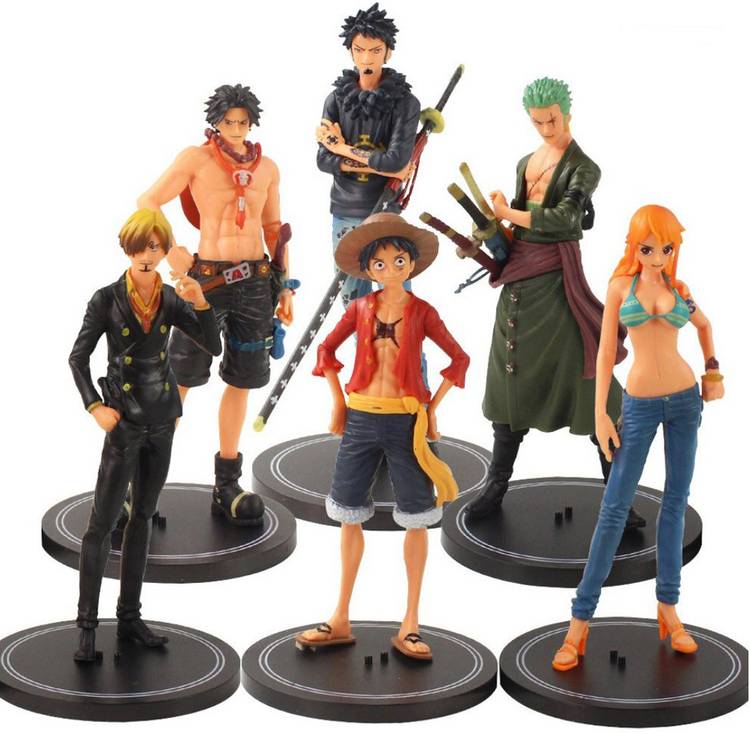 RVM Toys Anime Big Set of 6 One Piece Figures 19 cm Toy for Car Dashboard Study Table