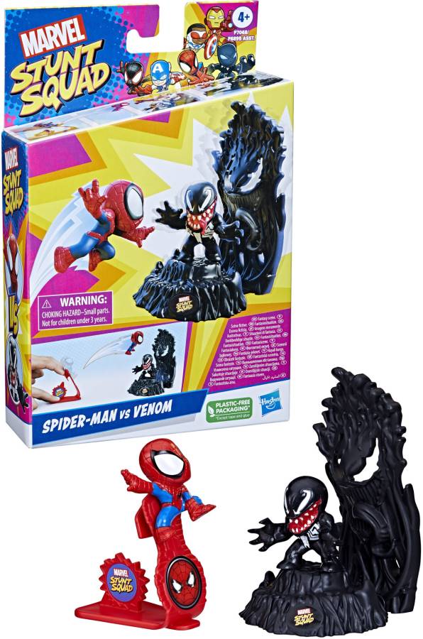 MARVEL Stunt Squad Spider-Man vs. Venom Playset, 1.5-Inch Super Hero Toys for Kids